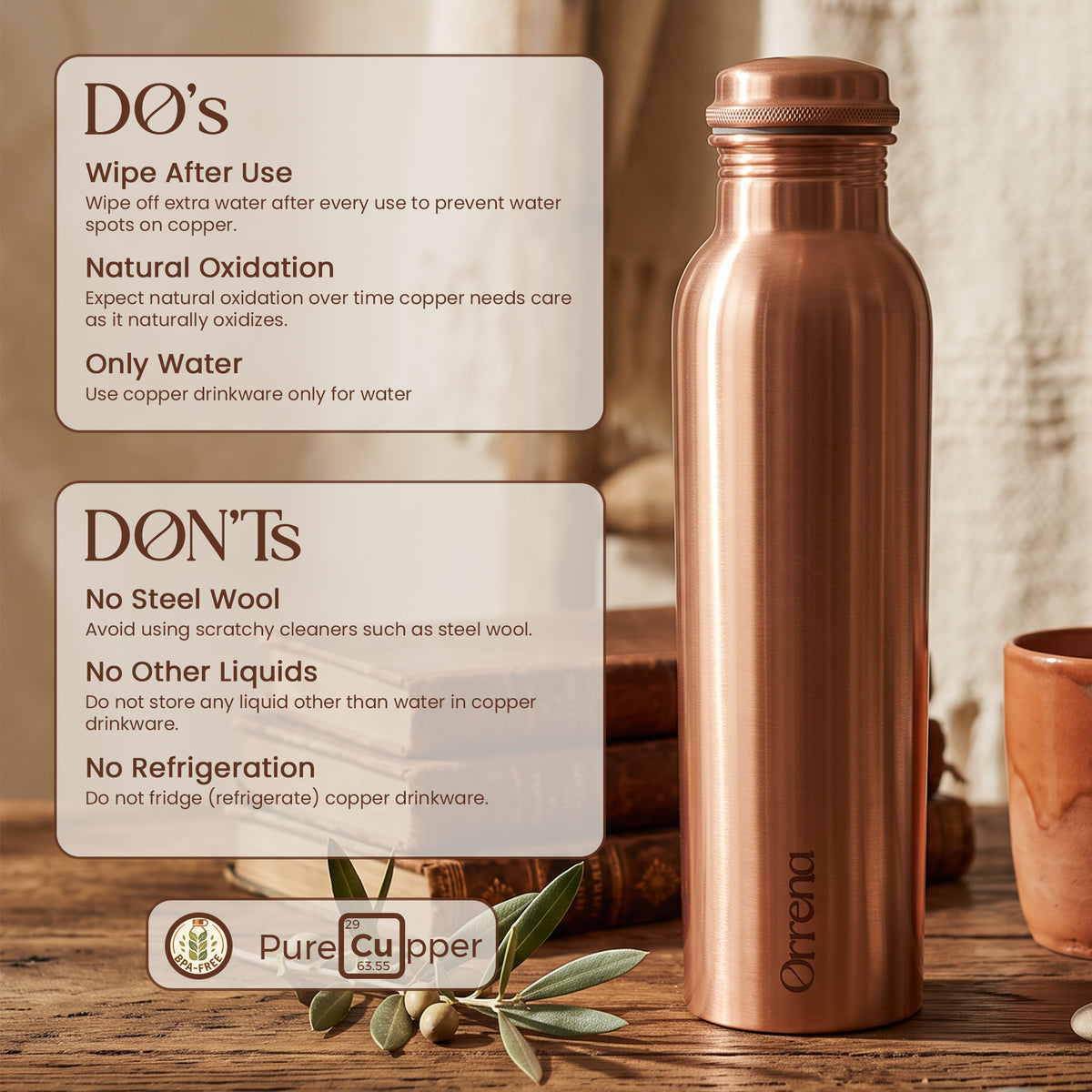 COPPER GLASS BOTTLE